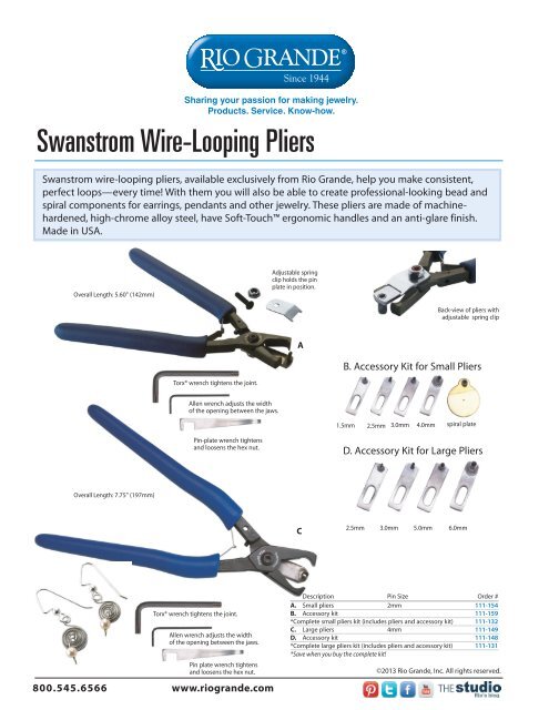 Swanstrom Wire-Looping Pliers - Rio Grande